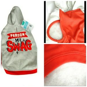 Dog Hoodie Orange gray fleece pet sz med  Sweatshirt nwtgs